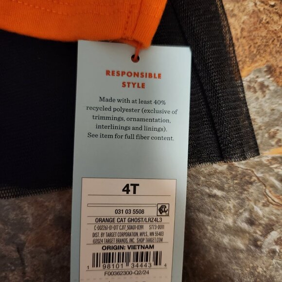 Cat & Jack Kids Halloween Cat Long Sleeve Top - Size 4T - NWT - Picture 3 of 3